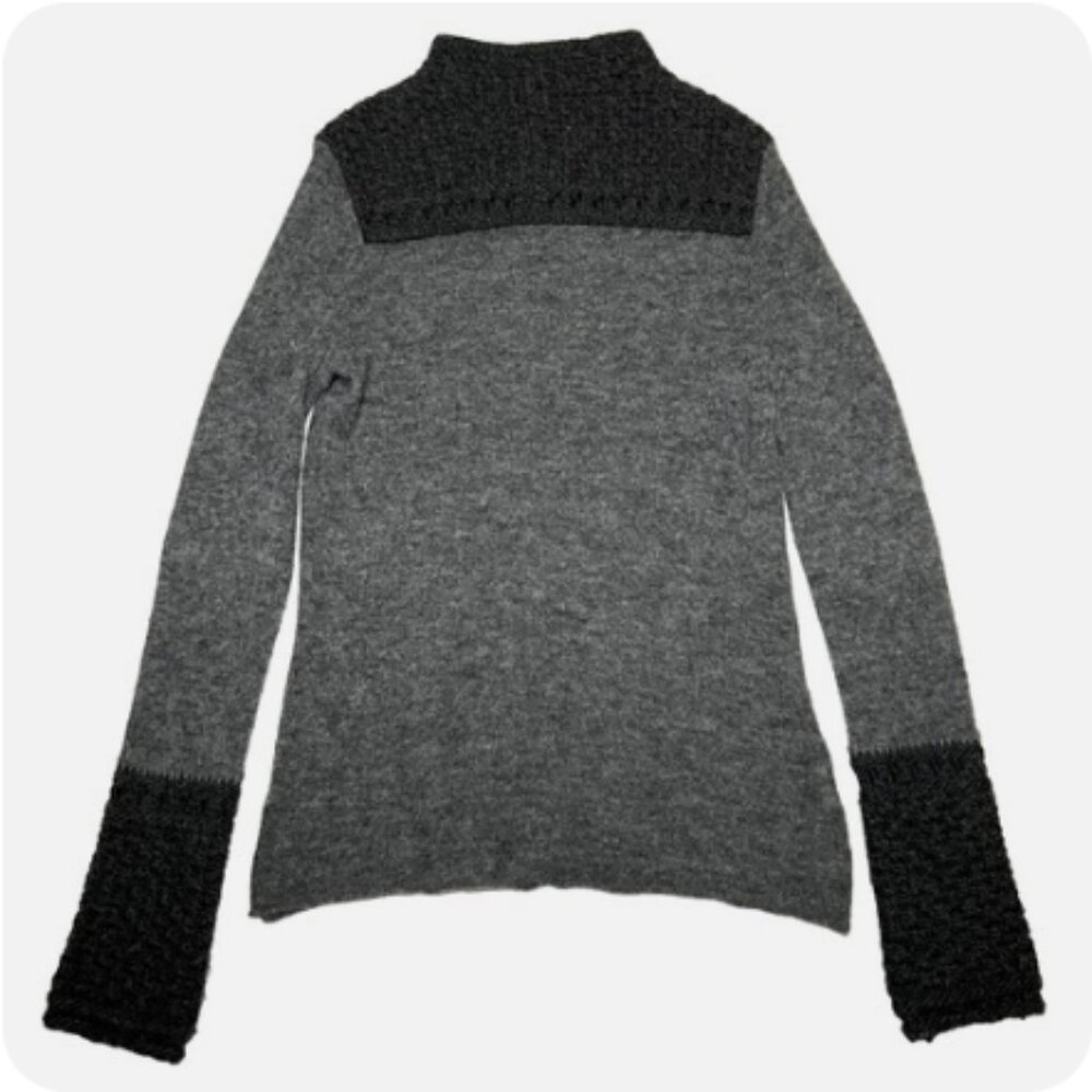Tory Burch Gray Alpaca Wool Knit Cuff Mock Neck Sweater